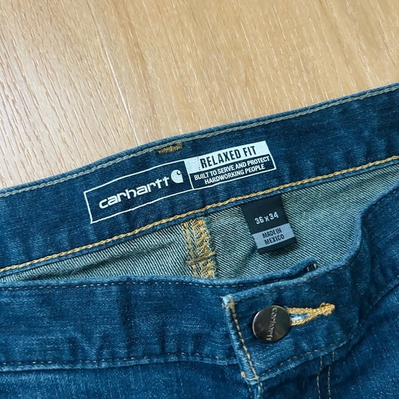 Carhartt Jeans Mens 36x34 Blue Double Knee Rugged Relaxed Fit Pants Jeans - Picture 2 of 7